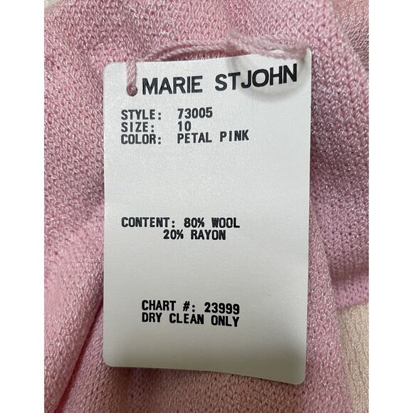 St. John Petal Pink Santana Knit 2 Pc Skirt Suit 10 M NWT NEW Jacket Straight - Picture 14 of 15